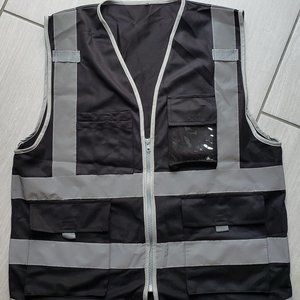 Unisex Black Safety Vest Reflective With Pockets
